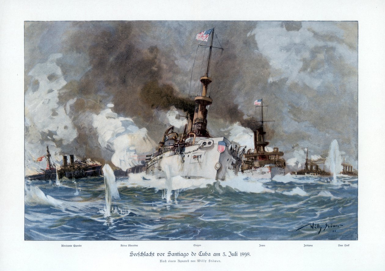 Schlacht von Santiago de Cuba, 3. Juli 1898, 1900 von Willy Stöwer