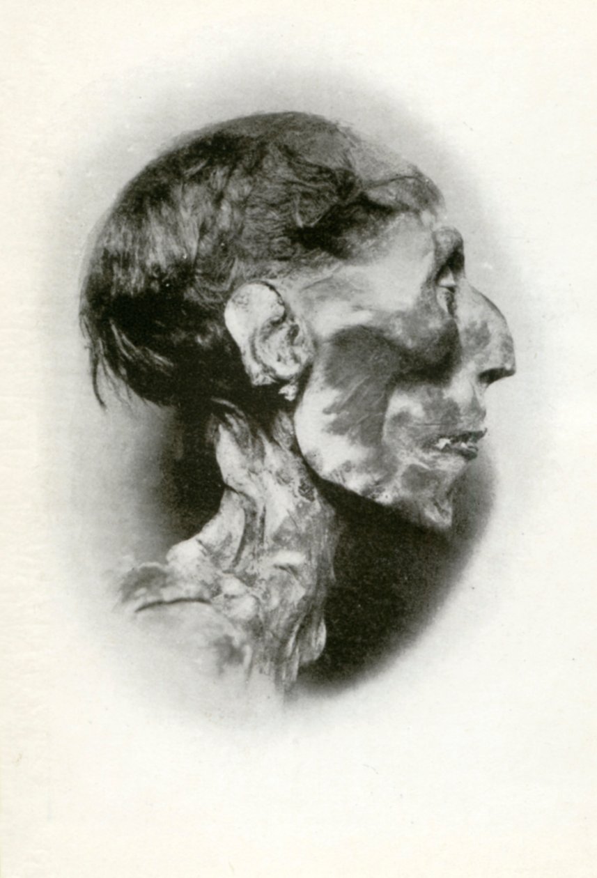 Kopf der Mumie von Ramses II., altägyptischer Pharao der 19. Dynastie, um 1212 v. Chr., 1926 von Winifred Mabel Brunton