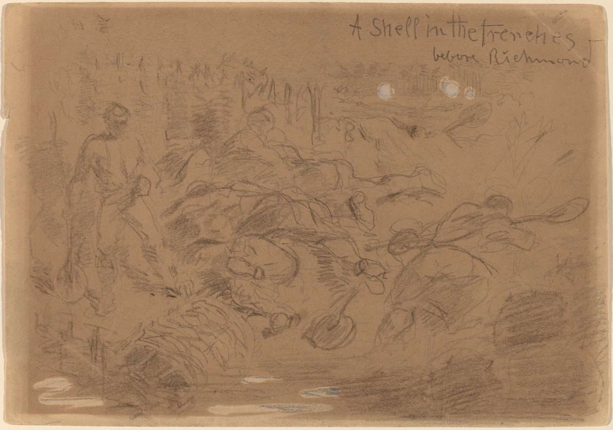 Eine Granate in den Schützengräben vor Richmond (recto) von Winslow Homer