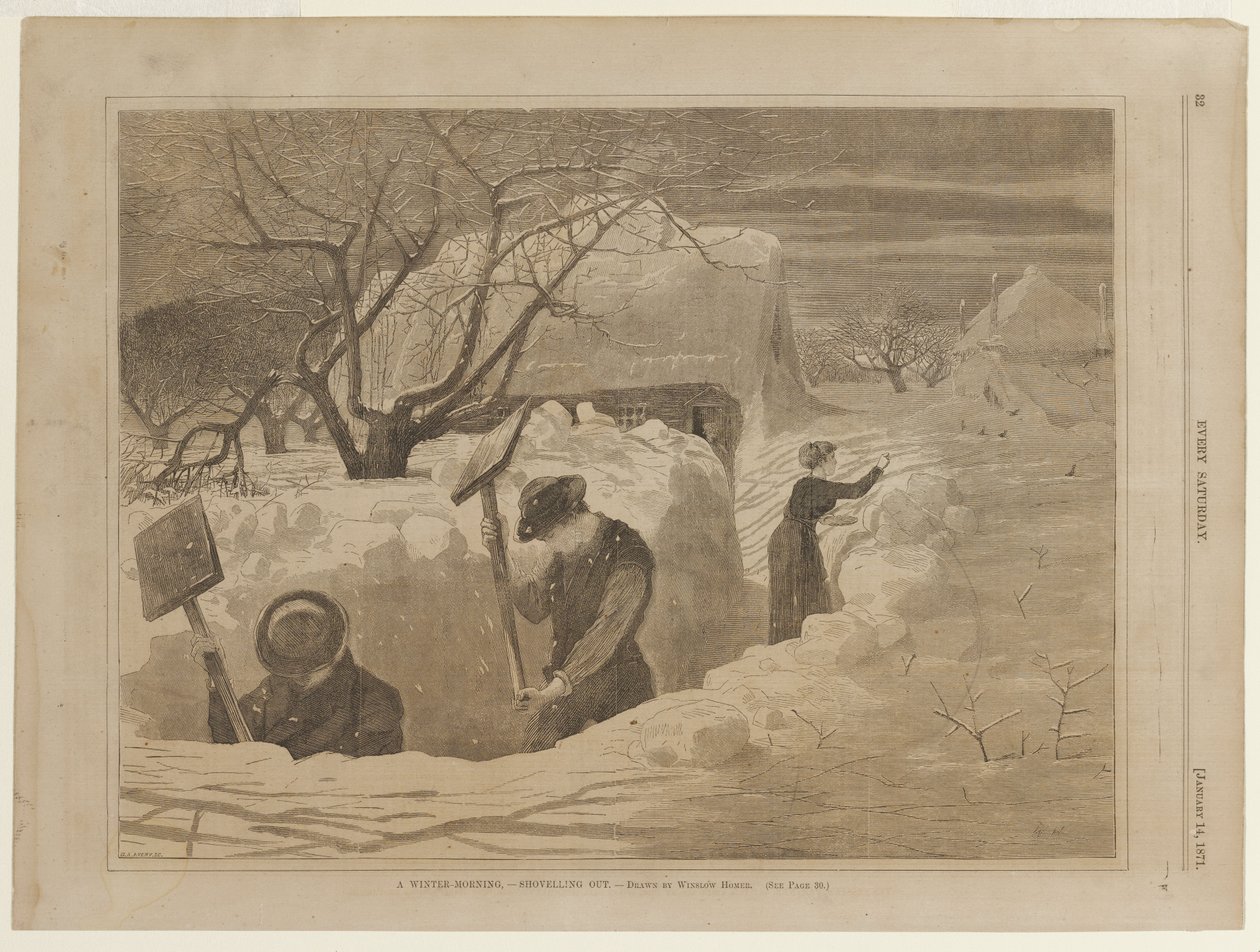 Ein Wintermorgen beim Schneeschaufeln von Winslow Homer