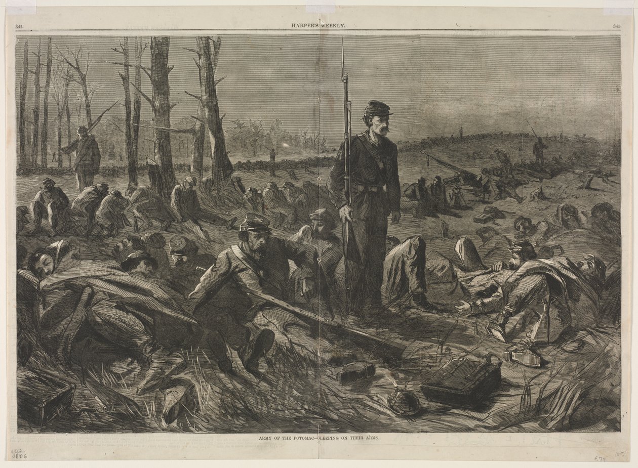 Armee des Potomac - Schlafen auf ihren Waffen von Winslow Homer