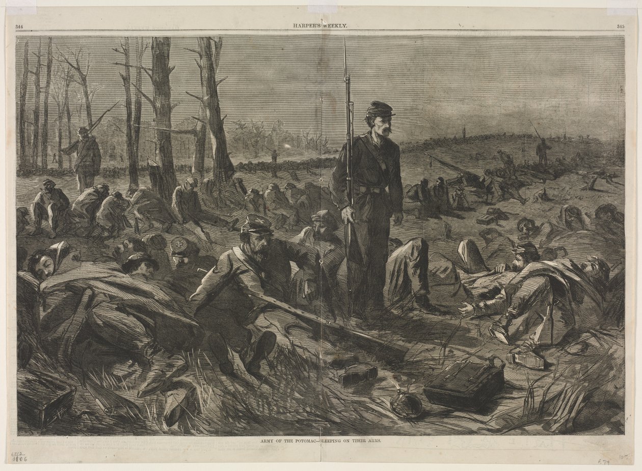Armee des Potomac - Schlafen auf ihren Waffen, 1864 von Winslow Homer