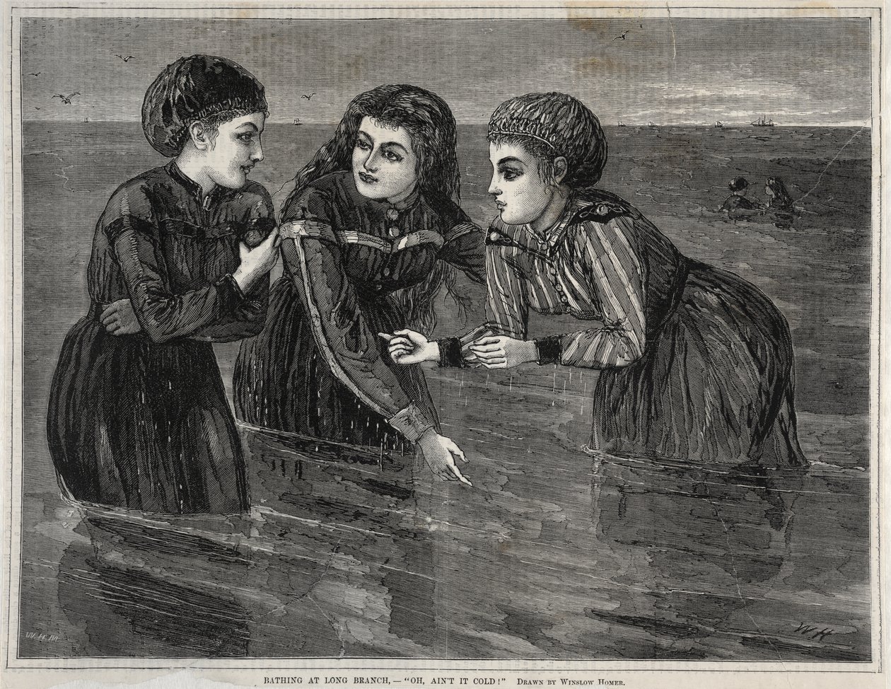 Baden in Long Branch, - "Oh, ist das kalt!" von Winslow Homer