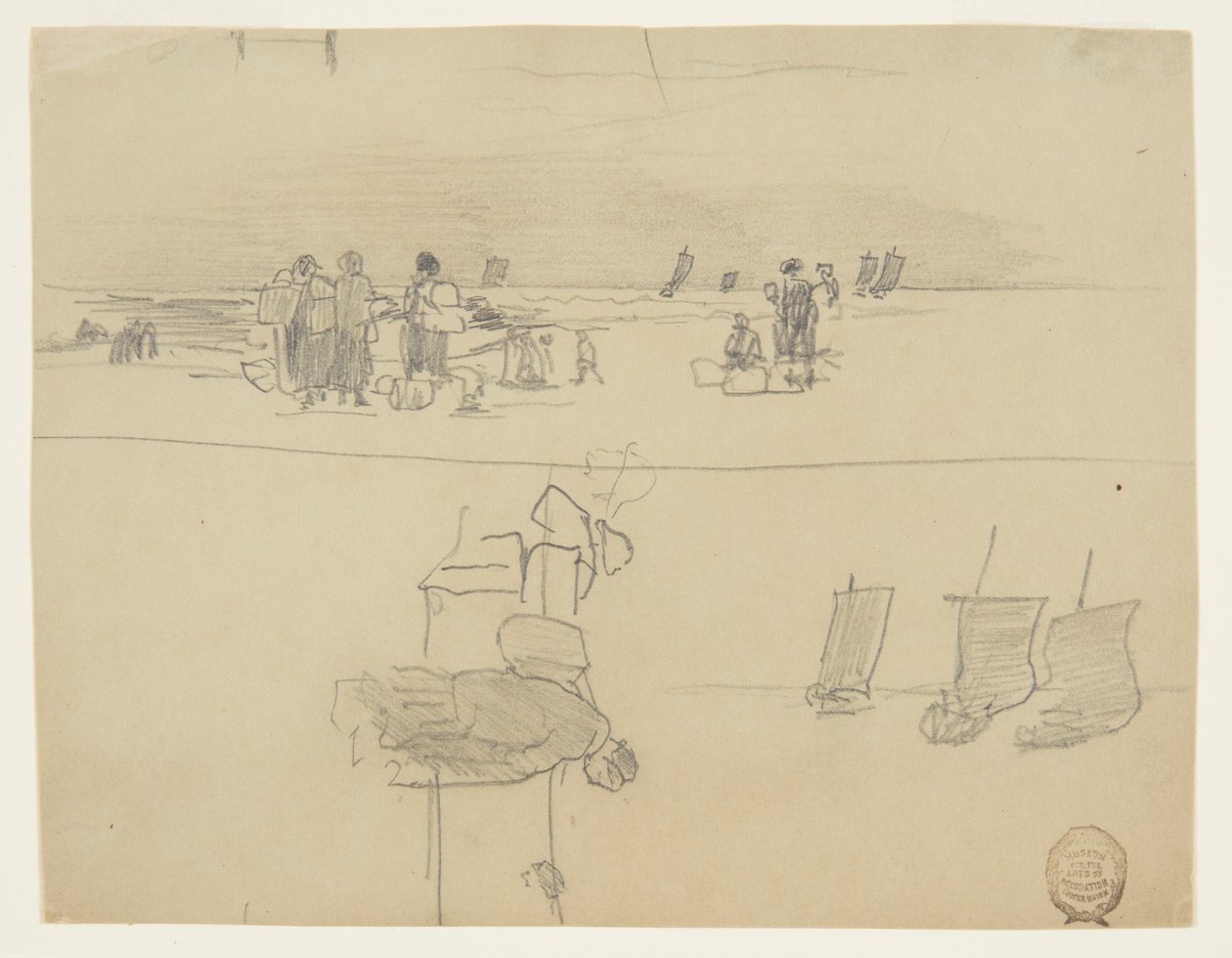 Strandszene mit Frauen, die Körbe tragen, Cullercoats, England von Winslow Homer