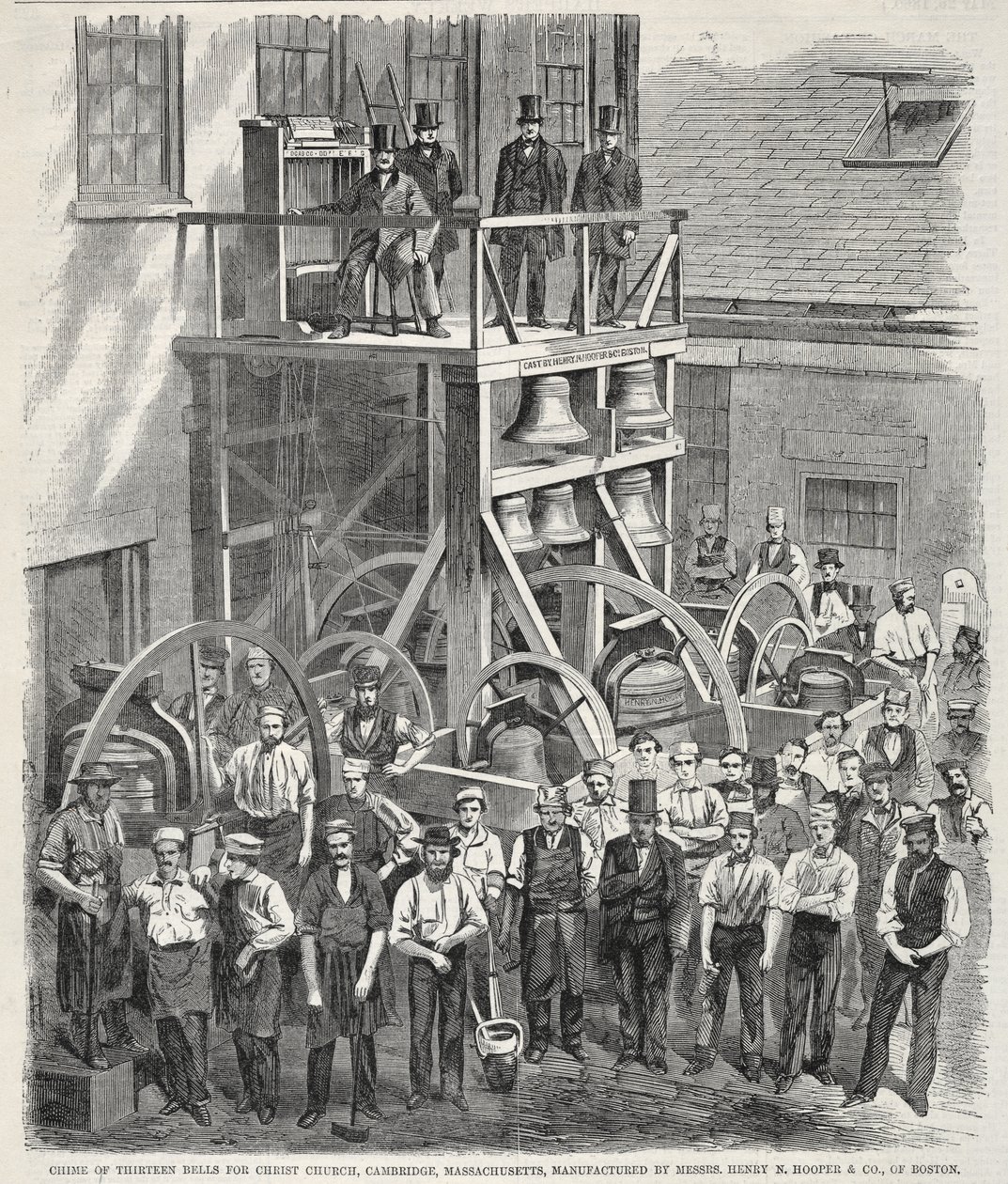 Glockenspiel von dreizehn Glocken für die Christ Church, Cambridge, Massachusetts, hergestellt von Messrs. Henry N. Hooper & Co., Boston von Winslow Homer
