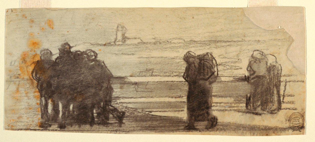 Figuren mit Blick auf eine Bucht und ein kleines Boot, Cullercoats, England, 1881-82 von Winslow Homer