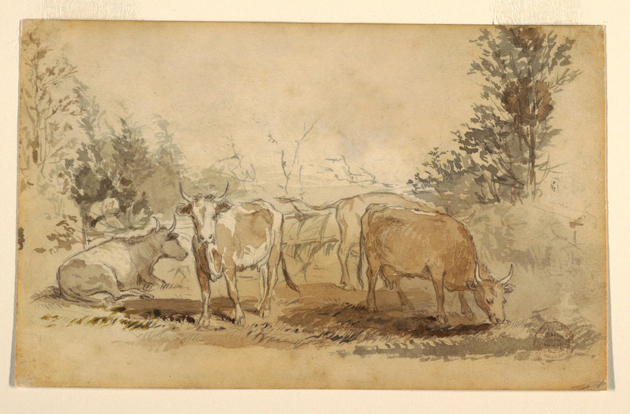 Vier Kühe auf einer Weide, ca. 1855–60 von Winslow Homer