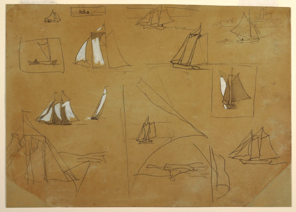 Skizzen von Segelbooten, Cullercoats, England, 1881–82 von Winslow Homer
