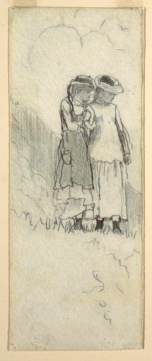Zwei junge Mädchen auf einem Feld, 1879 von Winslow Homer
