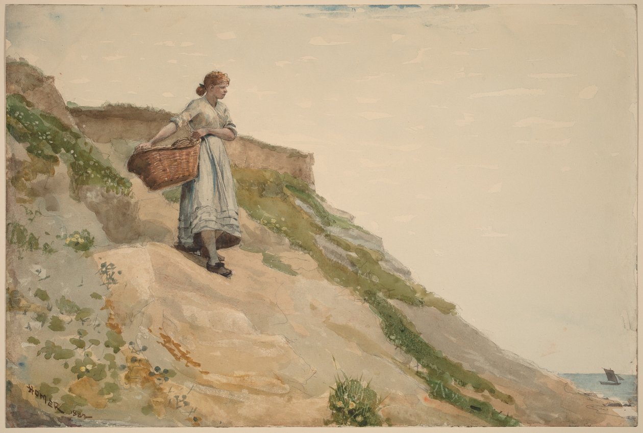 Mädchen mit einem Korb von Winslow Homer