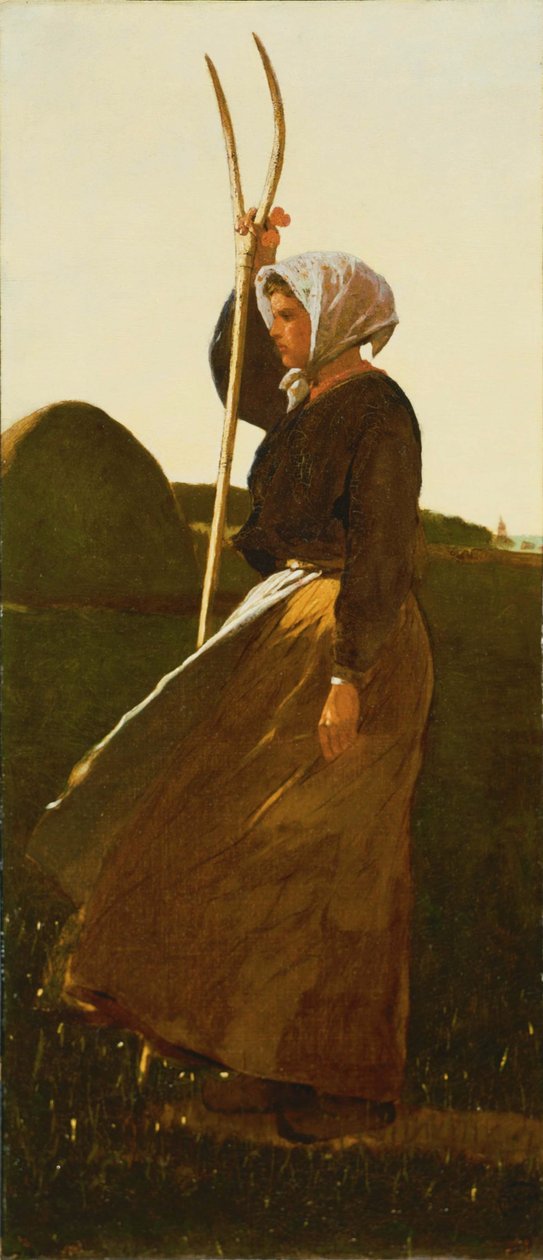 Mädchen mit Heugabel von Winslow Homer