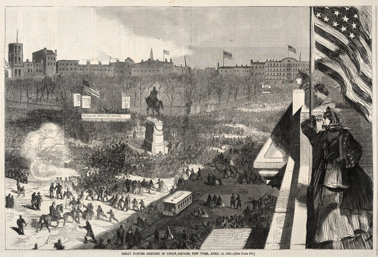 Großes Sumter-Treffen auf dem Union Square, New York, 11. April 1863 von Winslow Homer