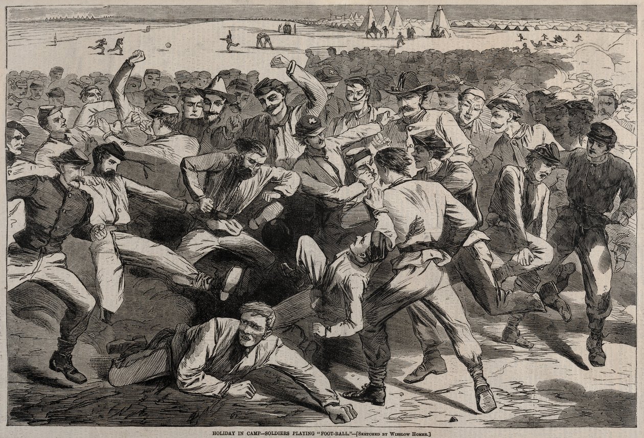 Ferien im Lager - Soldaten spielen Fußball, 1865 von Winslow Homer