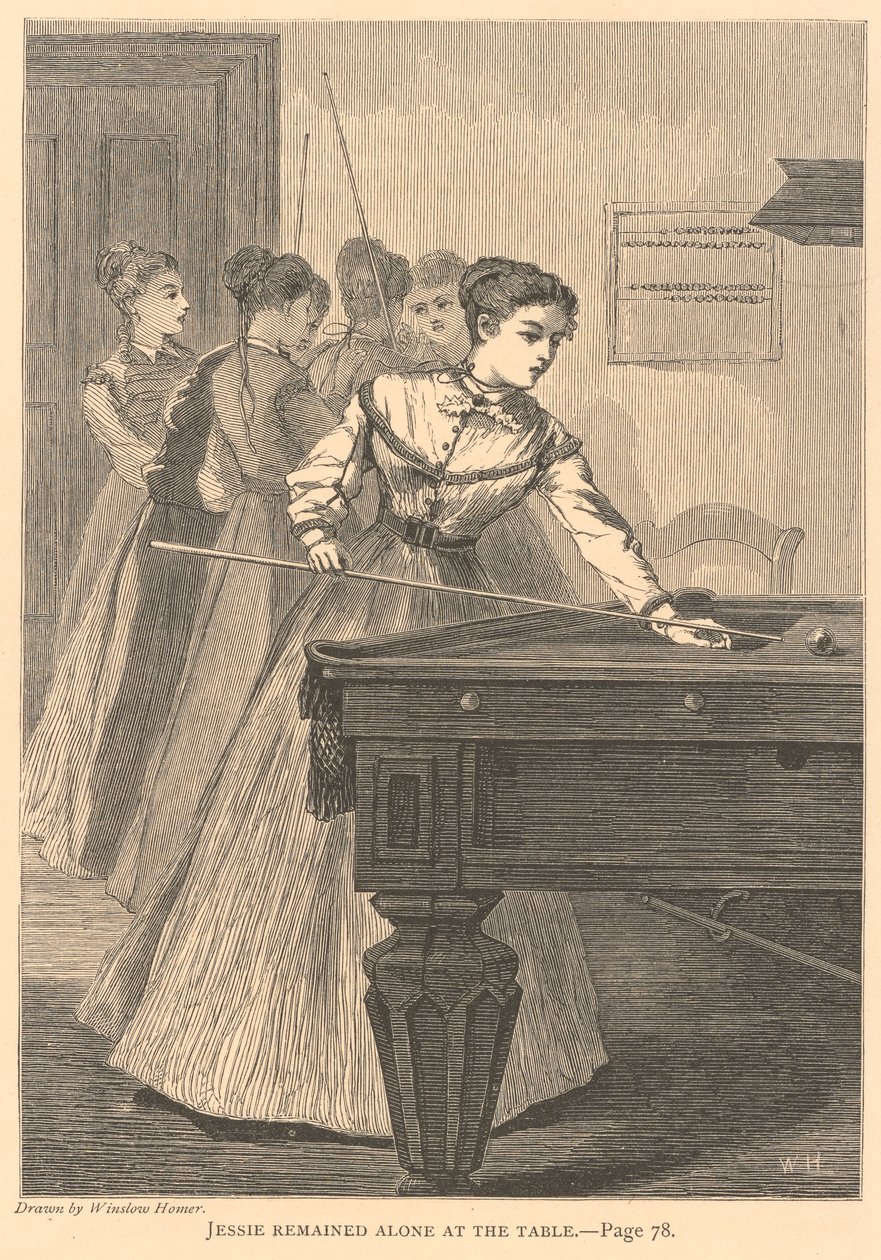 Jessie blieb allein am Tisch, aus The Galaxy, Juli 1868 von Winslow Homer