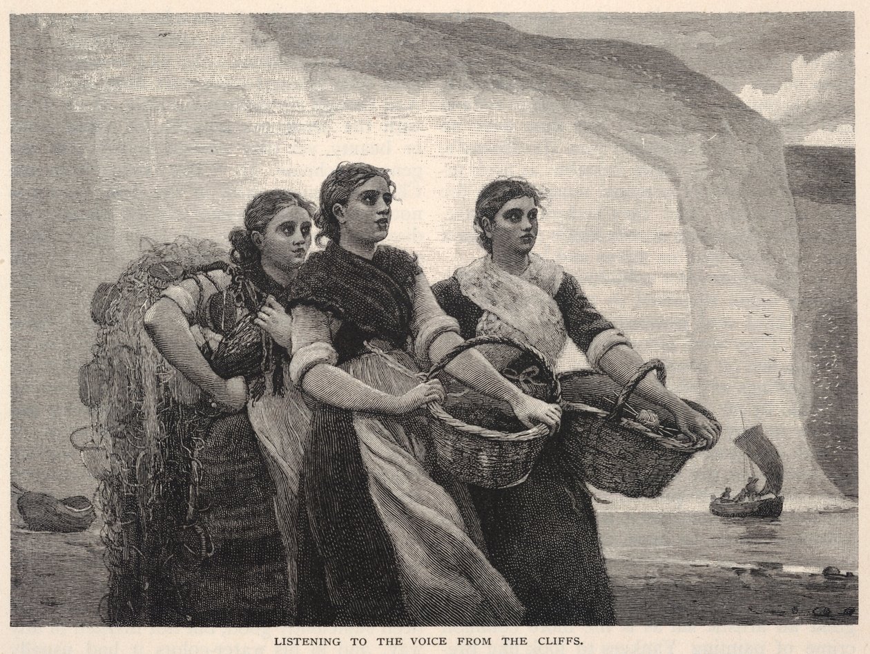 Hören auf die Stimme von den Klippen, aus The Century Magazine, November 1883 von Winslow Homer