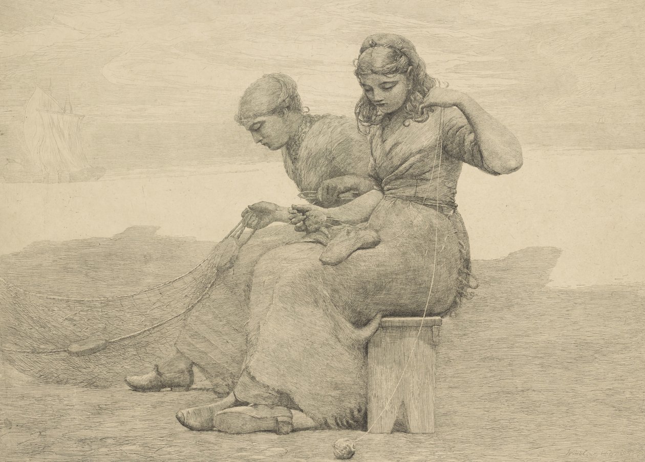Die Risse flicken, 1888, wahrscheinlich um 1940 gedruckt von Winslow Homer