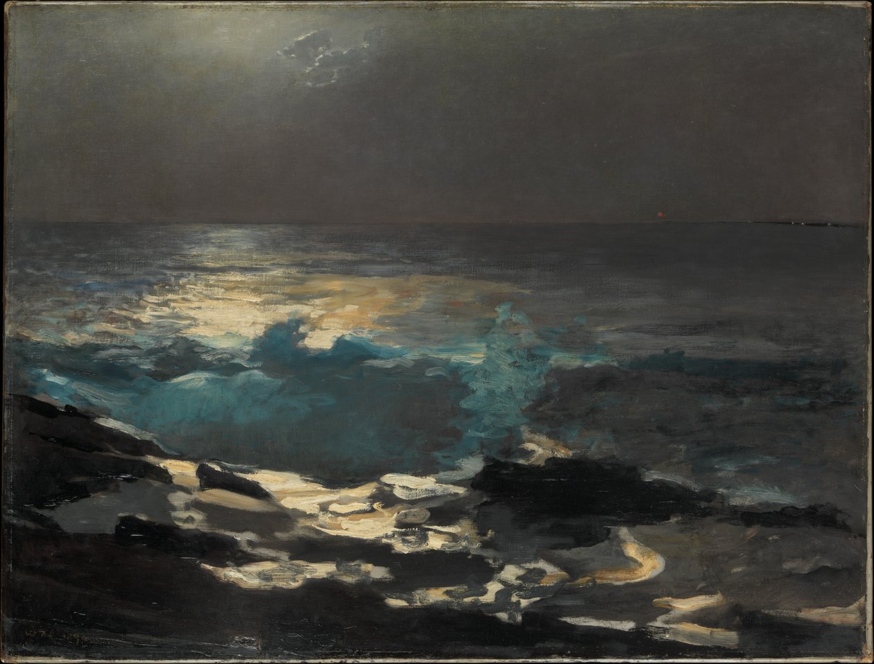 Mondlicht, Wood Island Leuchtturm von Winslow Homer