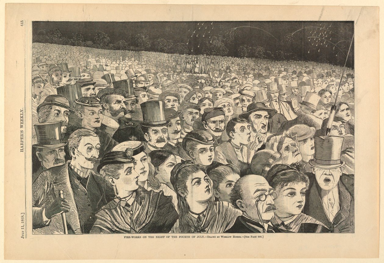 Druck, Feuerwerk in der Nacht des vierten Juli, Juli 1868 von Winslow Homer