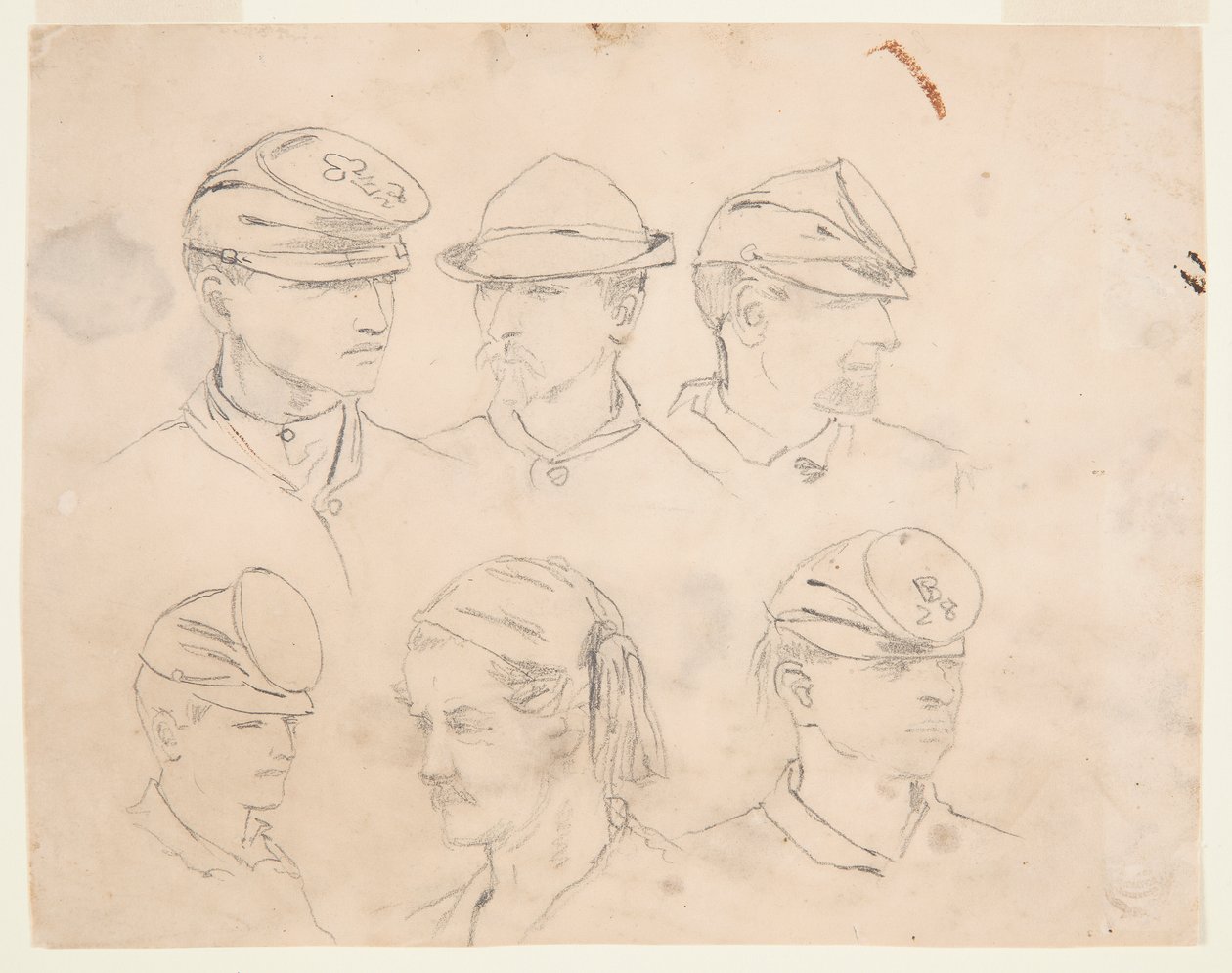Sechs Studien von Soldatenköpfen von Winslow Homer