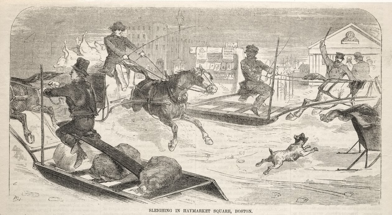 Schlittenfahrt auf dem Haymarket Square, Boston von Winslow Homer