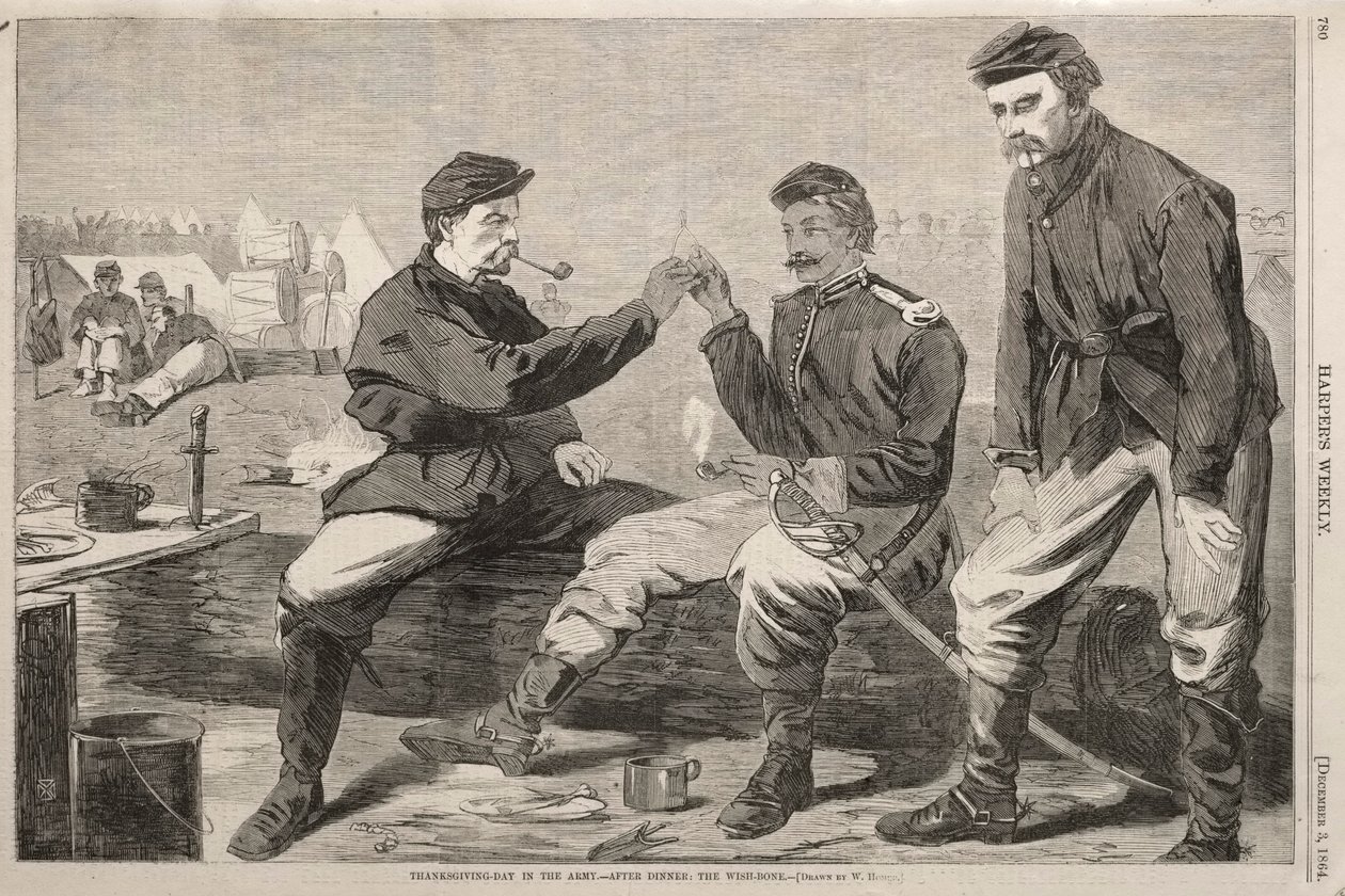 Thanksgiving Day in der Armee - Nach dem Abendessen: Der Wunschknochen von Winslow Homer