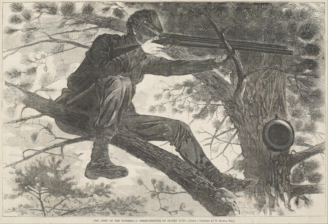 Die Armee des Potomac - Ein Scharfschütze im Wachdienst von Winslow Homer
