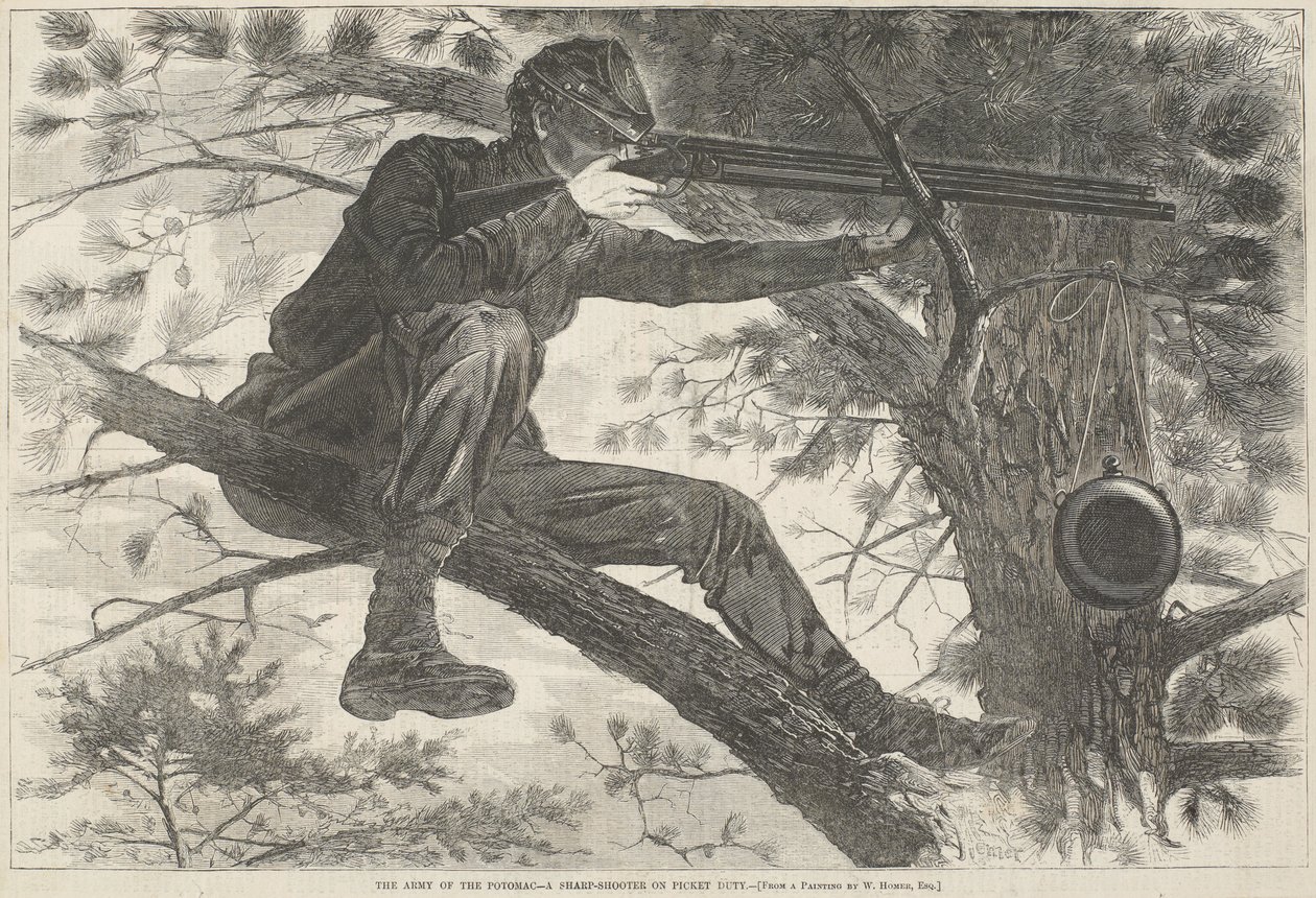 Die Armee des Potomac--Ein Scharfschütze auf Wache, 15. November 1862 von Winslow Homer