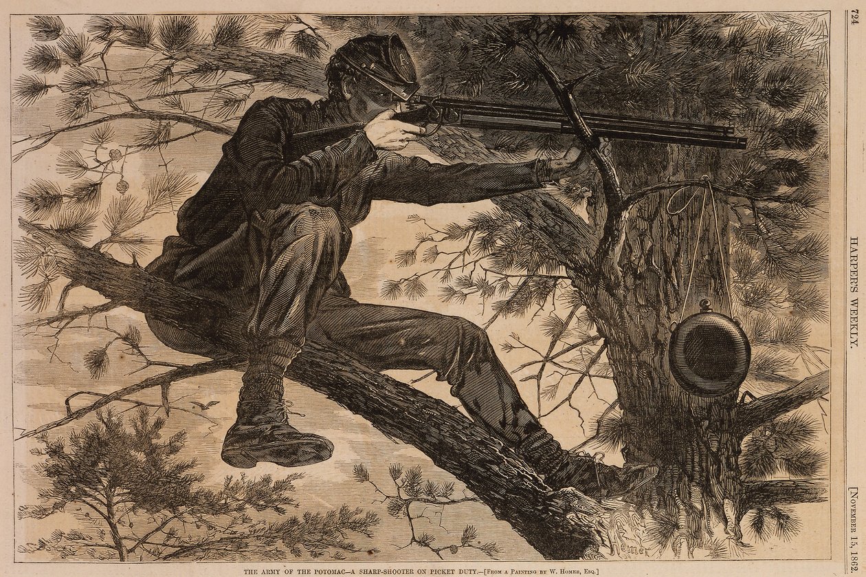 Die Armee des Potomac--Ein Scharfschütze auf Wachdienst, aus Harper
