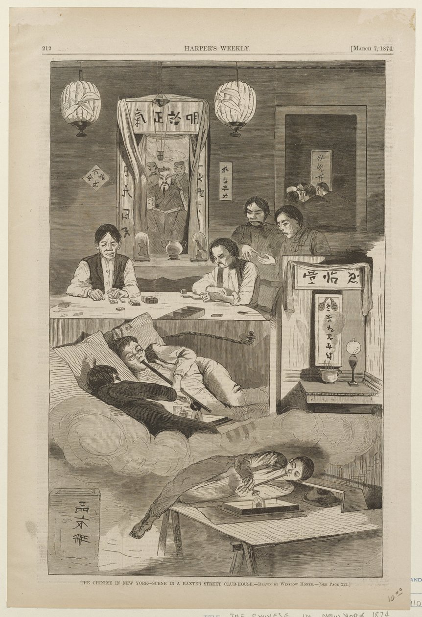 Die Chinesen in New York -- Szene in einem Baxter St. Clubhaus von Winslow Homer