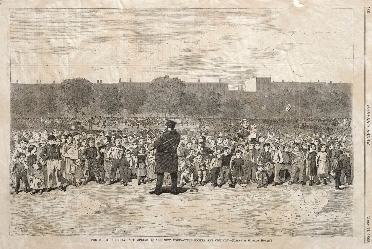Der vierte Juli im Tompkins Square, New York - Die Sogers kommen, 1868 von Winslow Homer