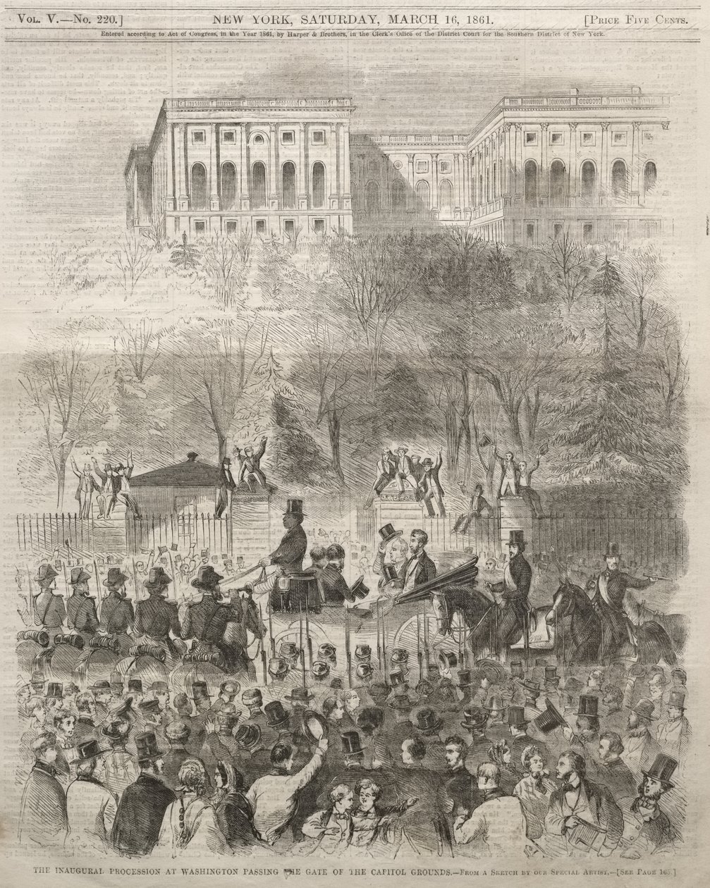 Der Einweihungsumzug in Washington passiert das Tor der Kapitolanlagen von Winslow Homer