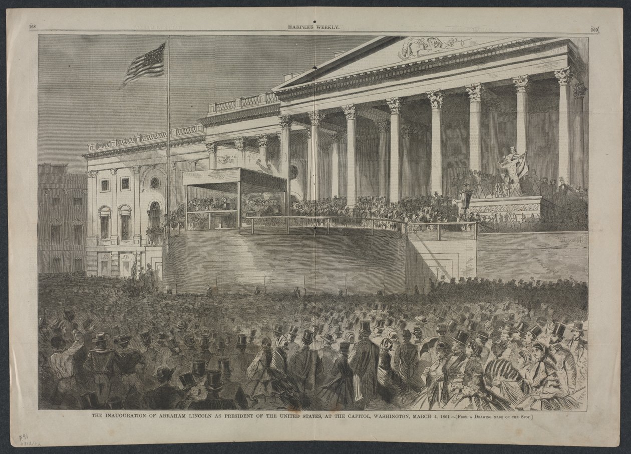 Die Amtseinführung von Abraham Lincoln als Präsident der Vereinigten Staaten, 4. März 1861, 1861 von Winslow Homer