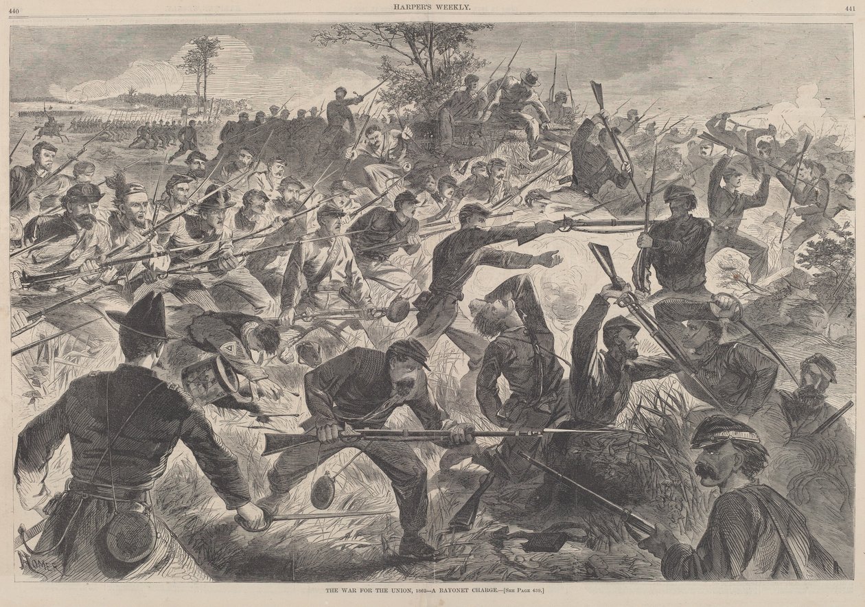 Der Krieg für die Union, 1862 - Ein Bajonettangriff, veröffentlicht 1862 von Winslow Homer