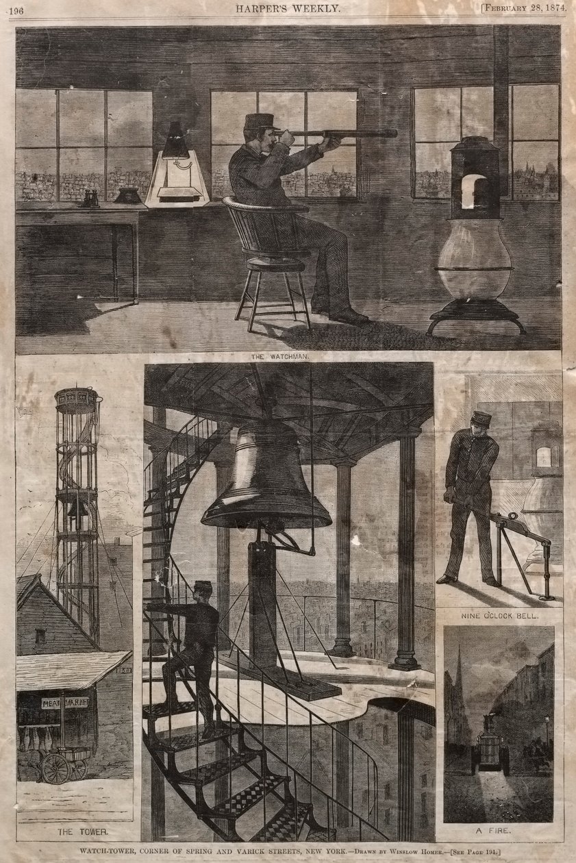 Wachturm, Ecke Spring und Varick Streets, New York von Winslow Homer