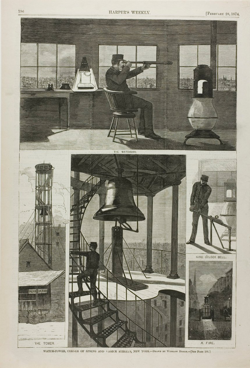 Wachturm, Ecke Spring und Varick Streets, New York von Winslow Homer
