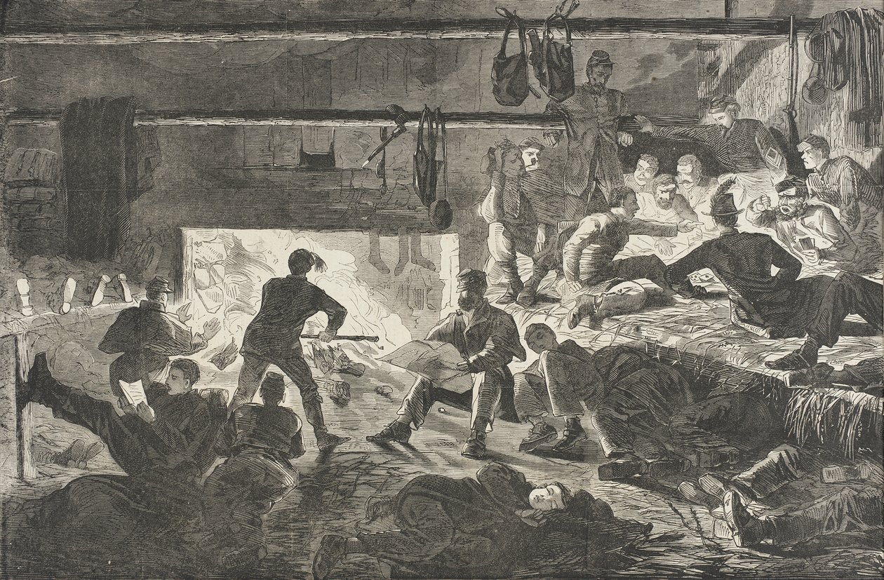 Winterquartiere im Lager - Das Innere einer Hütte von Winslow Homer