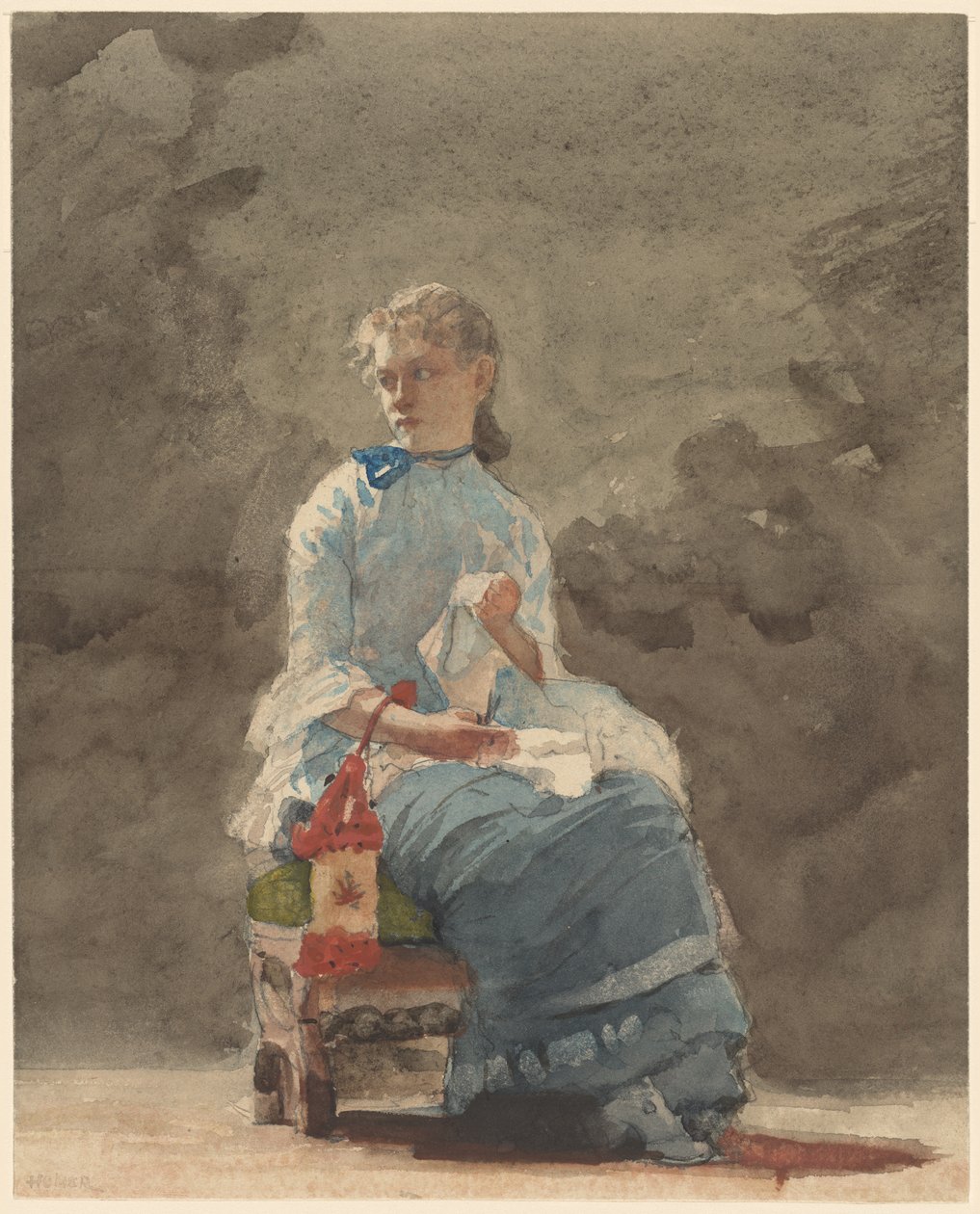 Frau beim Nähen, 1878-9 von Winslow Homer