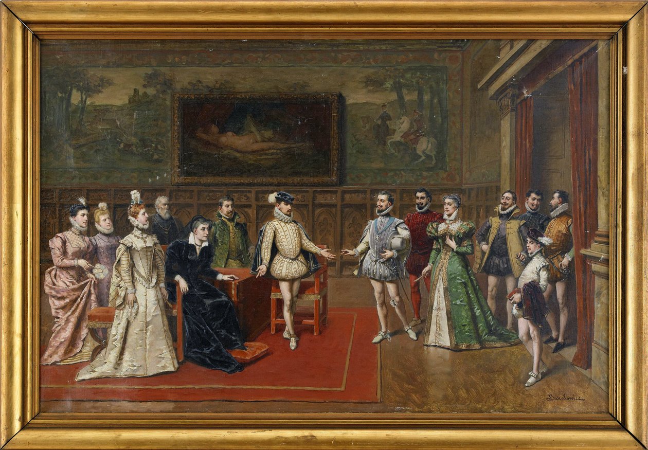 Katharina von Medici trifft ihre Söhne Karl IX. und Heinrich III. von Wladyslaw Bakalowicz