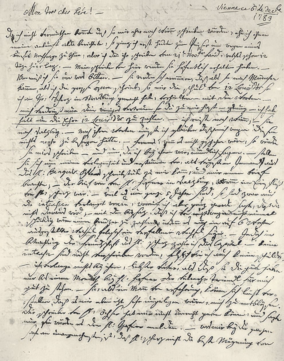 Wolfgang Amadeus Mozart (1756-1791) österreichischer Komponist. Eigenhändiger Brief an den Vater. Wien 6. Dezember 1783 von Wolfgang Amadeus Mozart