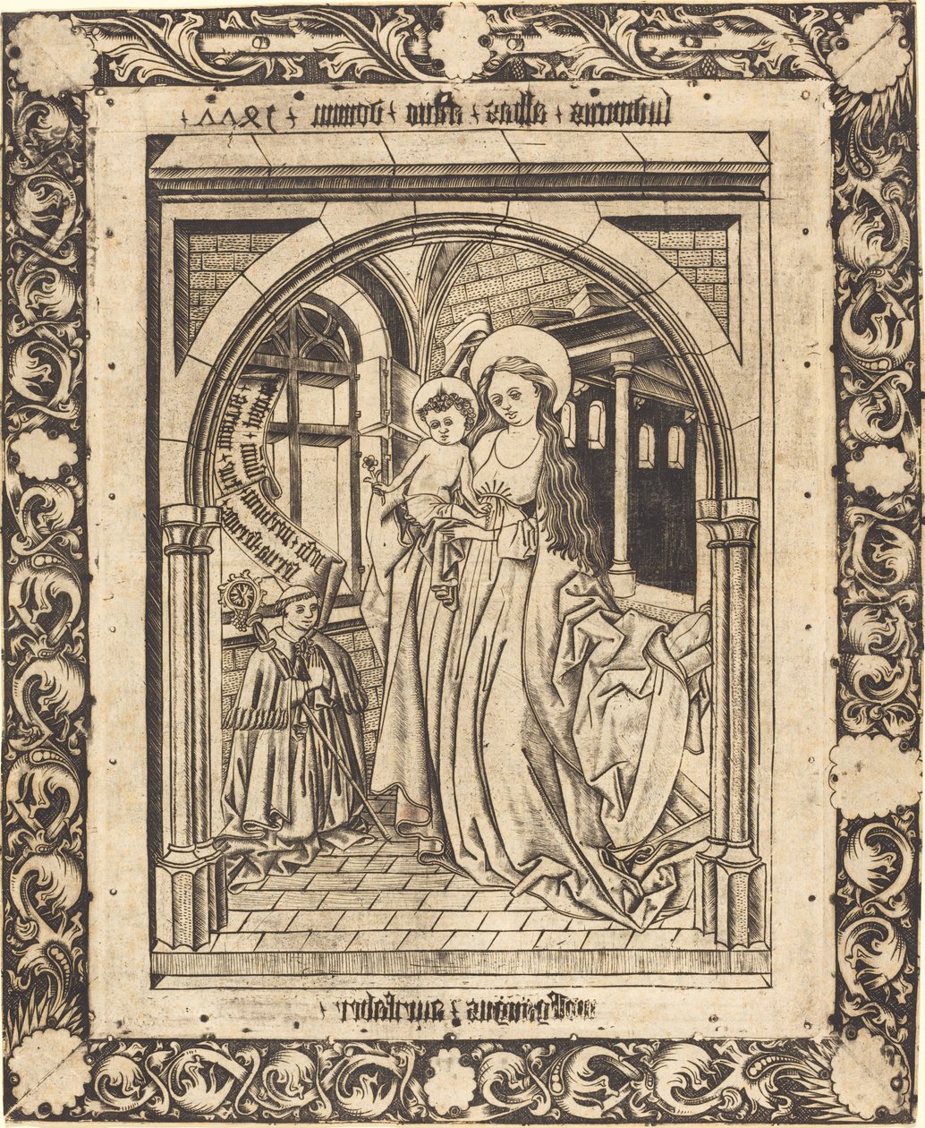 Die Madonna und das Kind mit dem Abt Ludwig von Churchwalden von Wolfgang The Goldsmith after Master E.S.