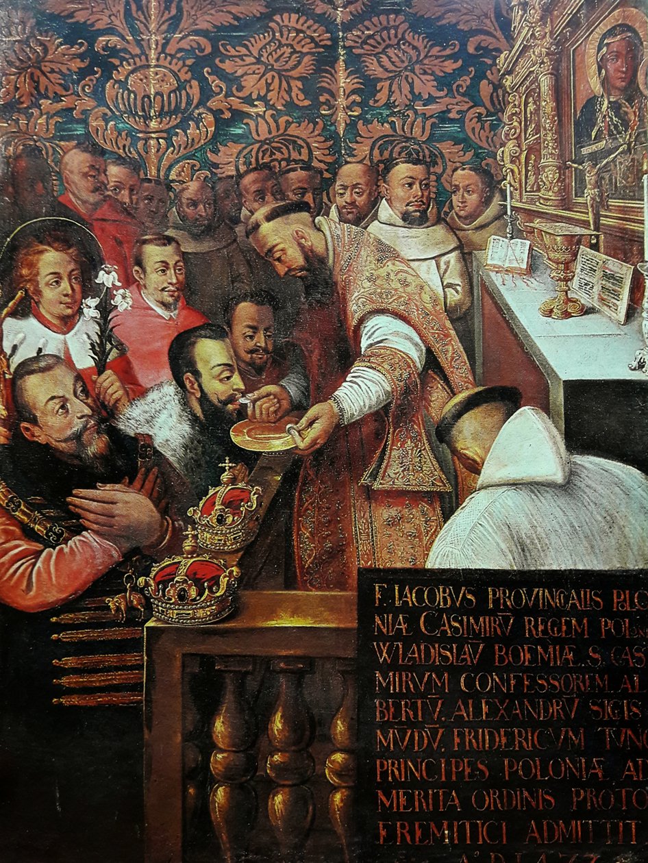 Kommunion der Jagiellonen in Jasna Góra 1477 (Kasimir IV. Jagiellon mit seinen Söhnen in die Jasna Góra Bruderschaft aufgenommen) von Workshop of Tommaso Dolabella