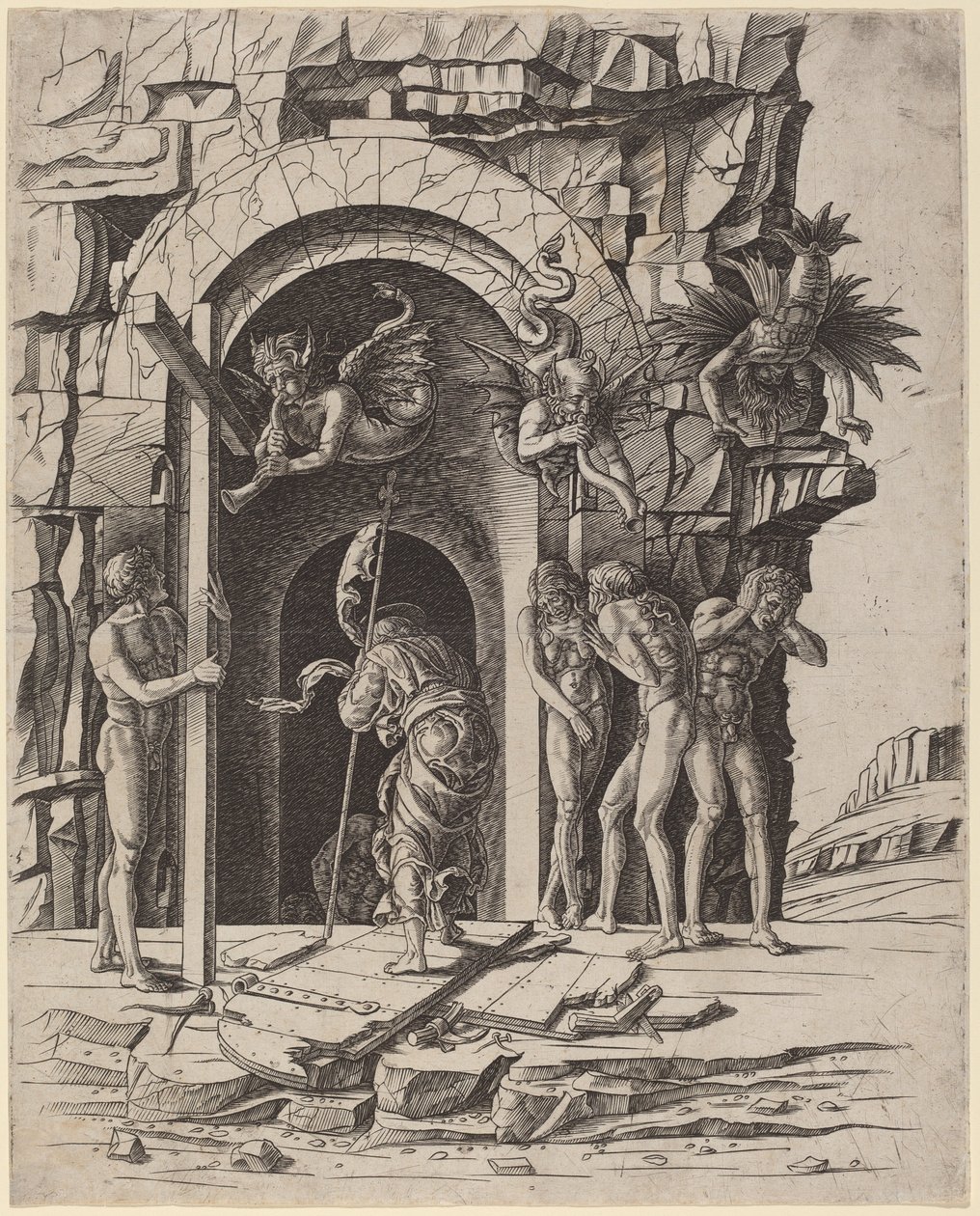 Abstieg in die Vorhölle von Workshop of Andrea Mantegna