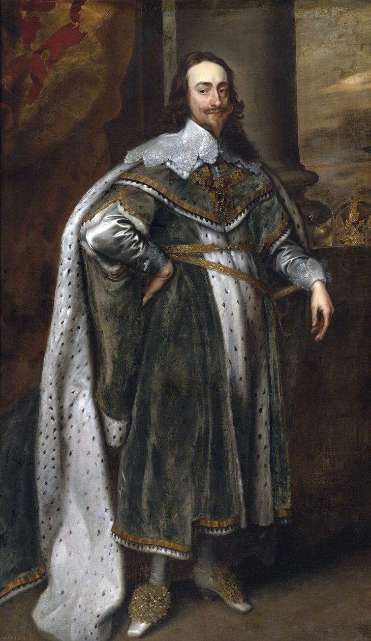 Porträt von König Karl I. in seinen Staatsroben von Workshop of Anthony van Dyck