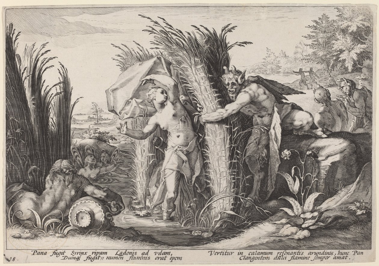 Pan und Syrinx von Workshop of Hendrick Goltzius, after Hendrick Goltzius