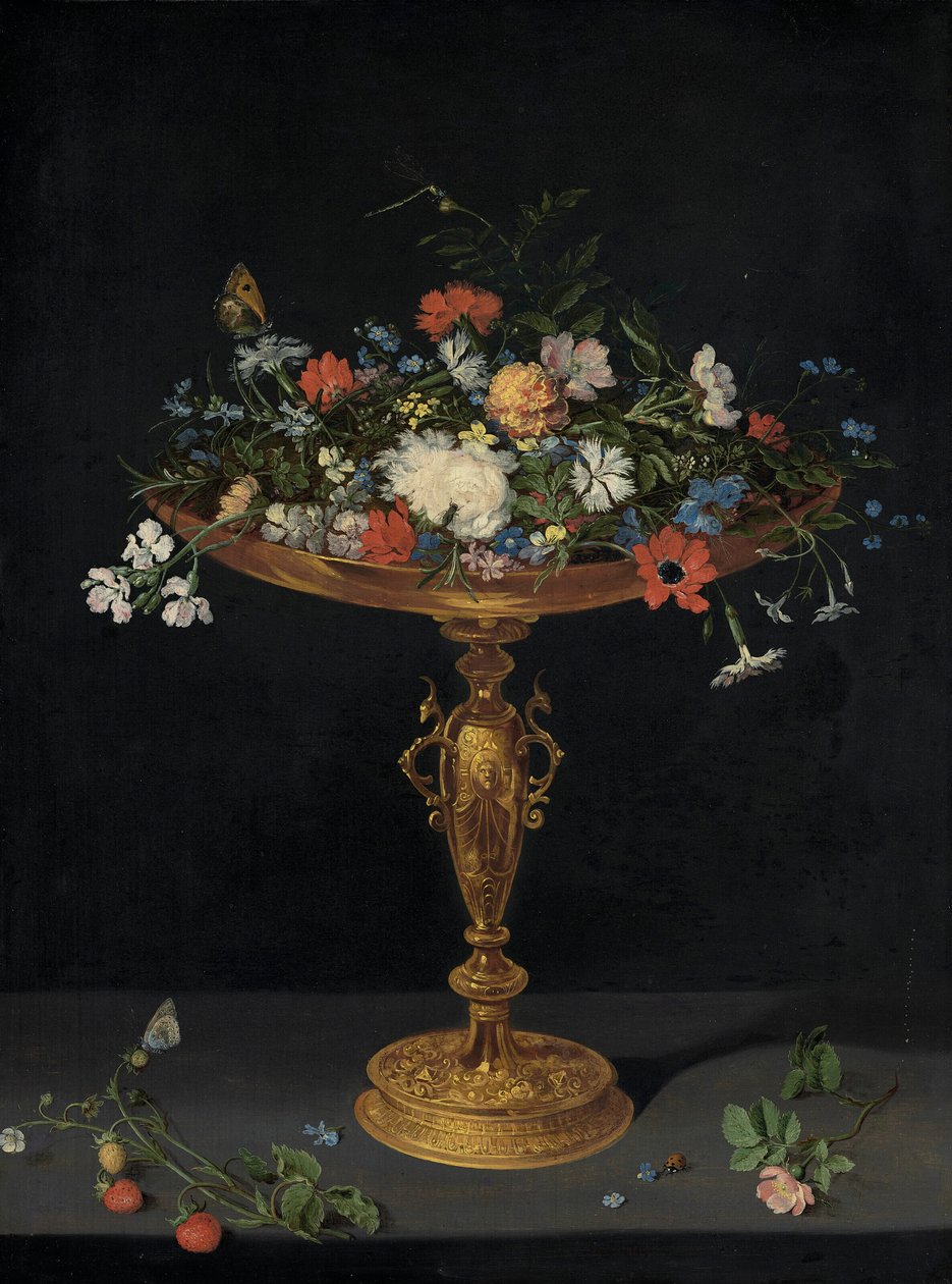 Blumen in einer Tazza auf einem Sims von Workshop of Jan Brueghel the Elder