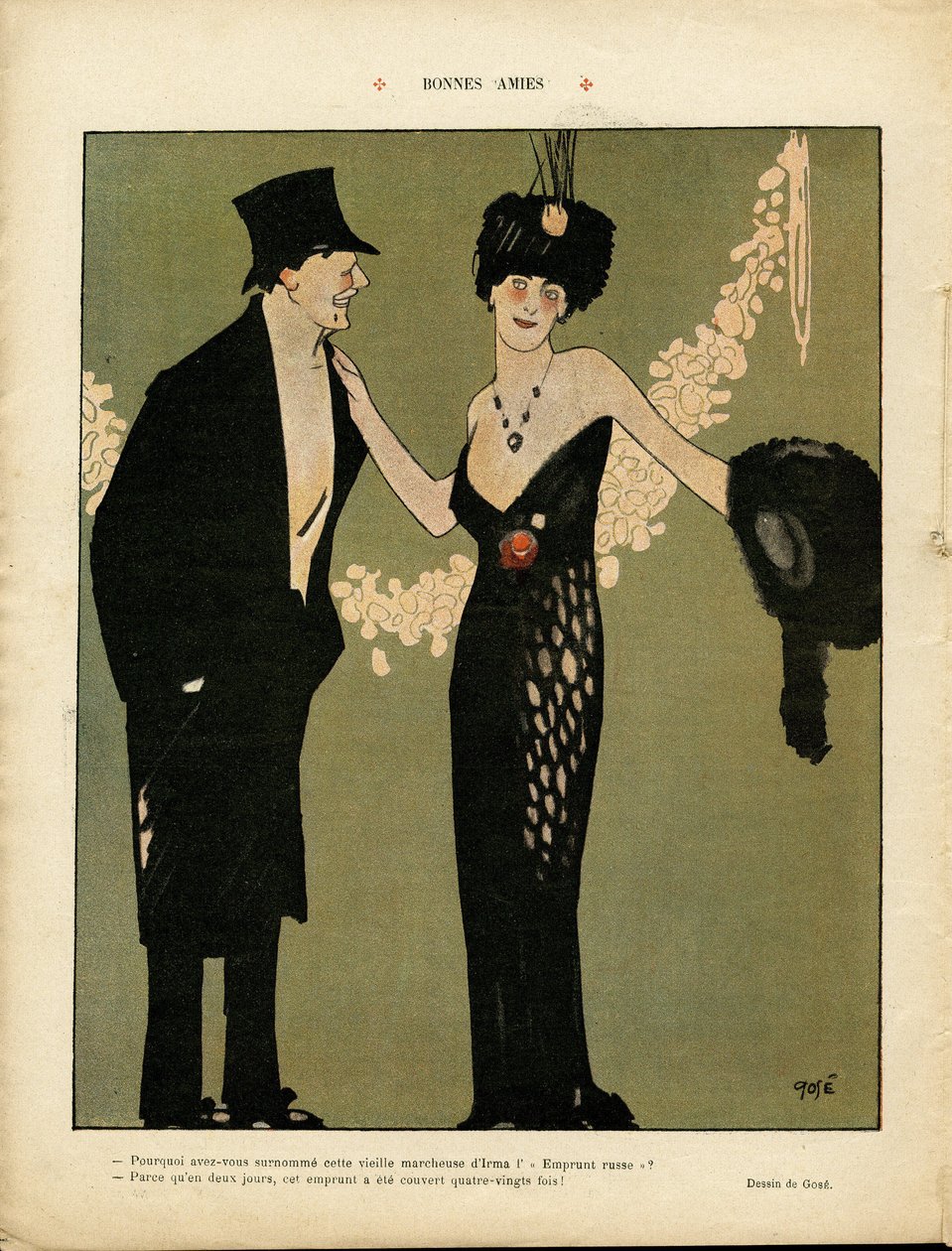 Illustration von Xavier Gose (1876-1915) in Le Lire, 06/02/09 - Gute Freunde - Liebe, Mode, Blumen von Xavier Gose