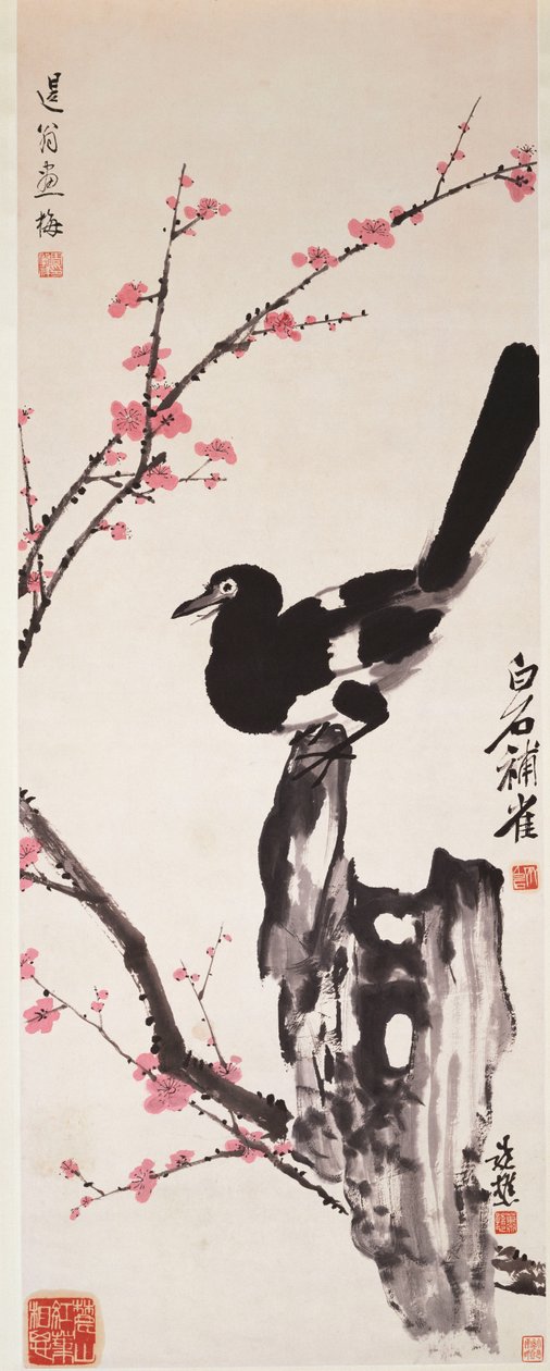 Pflaumenblüten und Elster von Xiao Sun (1883-1944) Zhou Shaoxiang (1880-1954) Qi Baishi