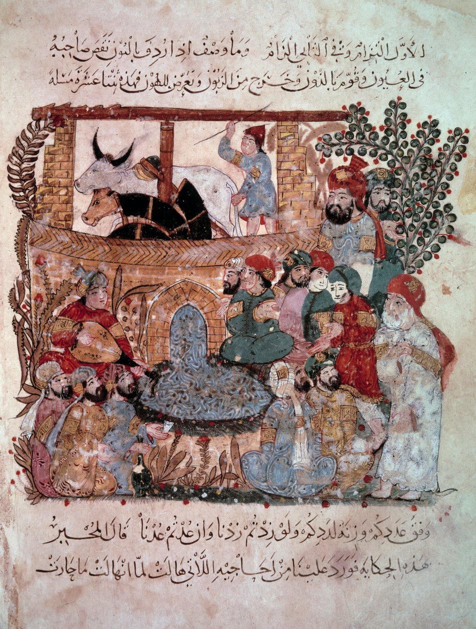 Der wandernde Navigator Abu-Zayd vor seinen Zuhörern aus den „Maqamat“ von Abu Mohammed al-Kasim ibn Ali Hariri, illuminiert von Yahya Mahmud al-Wasiti 1237 von Yahya ibn Mahmud Al Wasiti