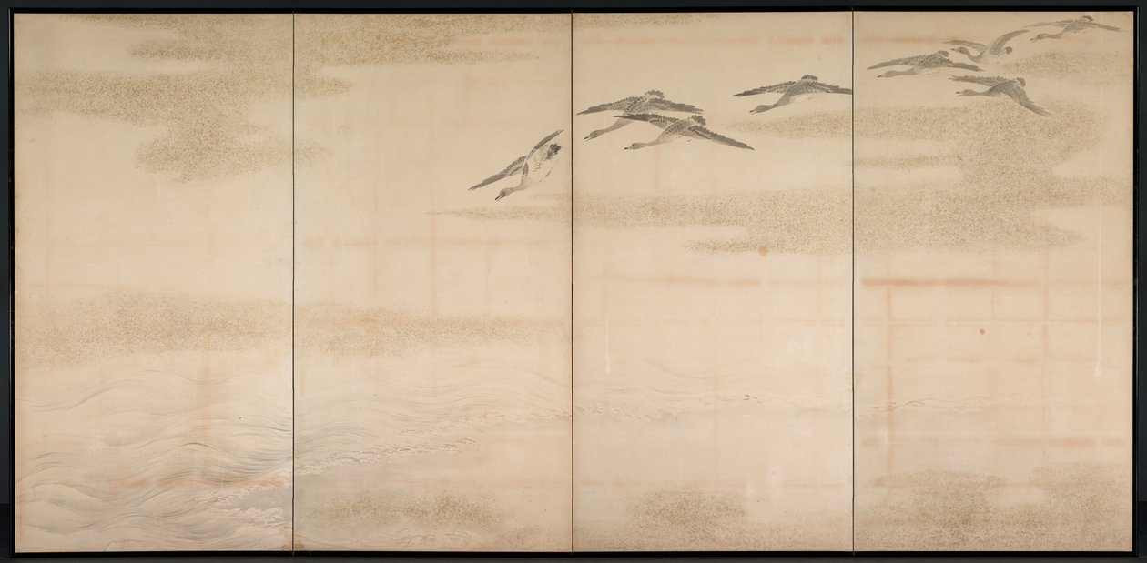 Gänse, Schilf und Wasser von Yamamoto Baiitsu