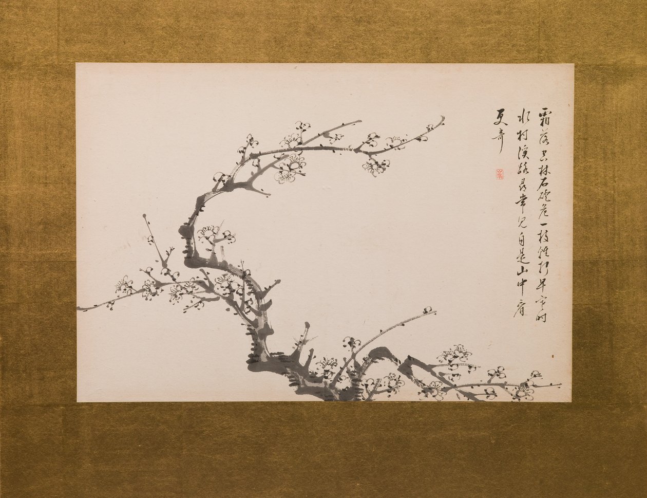 Prunusblüten, Wandschirm, Tafel 3 von 4, Edo-Periode 1844 von Yamamoto Baiitsu